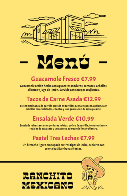 Menu Flyer Design Creator Featuring Traditional Mexican Dishes with Prices 