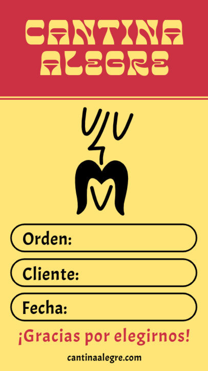 Takeout Label Design Template Featuring a Face with a Mustache for a Mexican Cantina