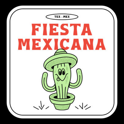 Paper Cup Design Template with a Cute Cactus Cartoon for a Mexican Restaurant