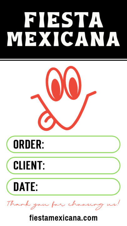 Takeout Label Design Creator with a Cartoonish Face for a Mexican Restaurant