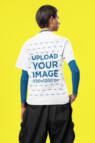 Back-View Mockup of a Woman with Short Hair Wearing a T-Shirt m31689
