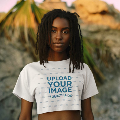 The Little Mermaid-Inspired Mockup of an AI-Generated Young Woman Wearing a T-Shirt