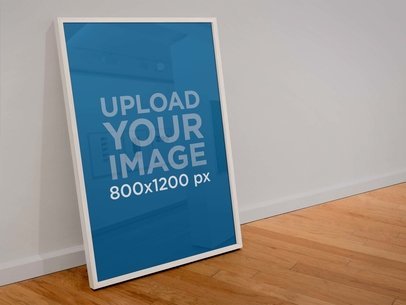 Mockup of an Art Print Placed on a Wooden Floor