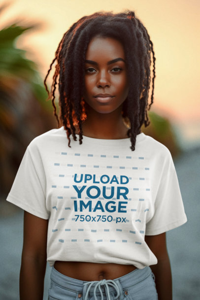 AI-Generated Mockup of a Young Woman Wearing a Crop Top Inspired by the Little Mermaid