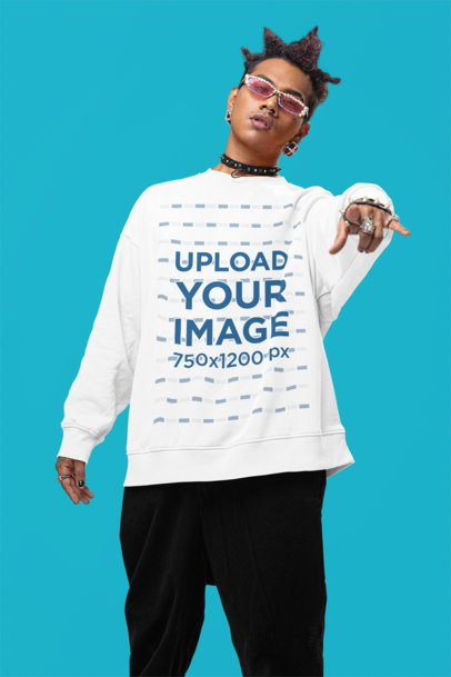 Alternative-Style Mockup of a Man with an Edgy Hairstyle Wearing an Oversized Sweatshirt