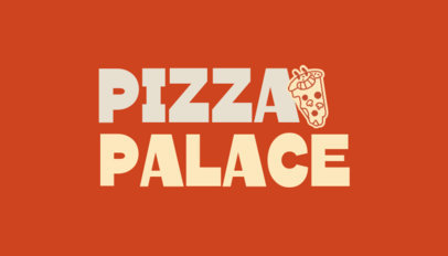 Front Business Card Creator Featuring a Happy Pizza Slice for a Fast-Food Restaurant