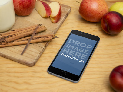 iPhone 6 on Cooking Table Mockup Template