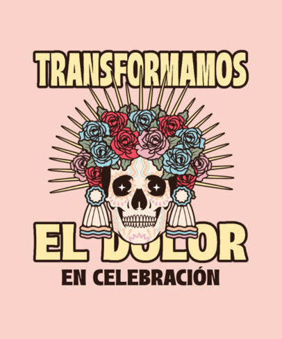 Illustrated T-Shirt Design Creator With a Skull Graphic for Dia de Muertos