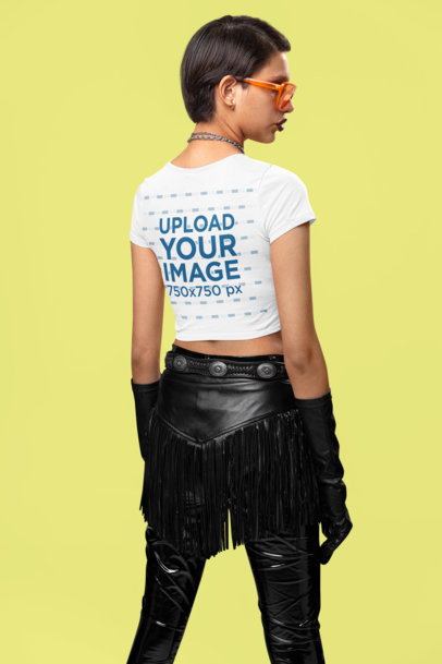 Back-View Bella Canvas Crop Top Mockup of a Woman in an Alternative Outfit 