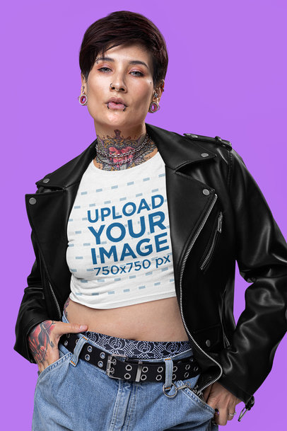 Bella Canvas Mockup Featuring an Alternative-Styled Woman Wearing a Crop Top