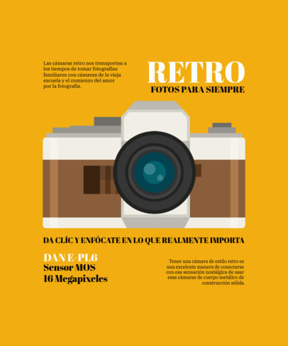 T-Shirt Design Template Featuring a Retro Camera Graphic and a Photography Theme