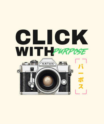 T-Shirt Design Template Featuring a Retro Photography Camera and a Quote