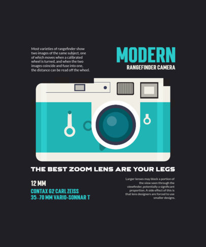 T-Shirt Design Generator Featuring an Illustrated Camera for Photography Enthusiasts