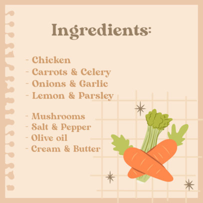 Thanksgiving-Themed Instagram Post Template with Illustrated Carrots for a List of Ingredients
