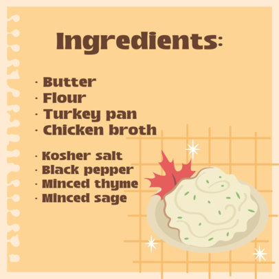 Instagram Post Generator Featuring a List of Ingredients for a Gravy Sauce