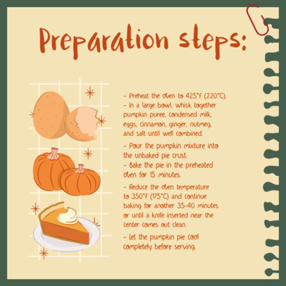 Instagram Post Maker with Preparation Steps for a Thanksgiving Pumpkin Pie 