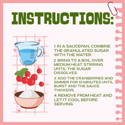 Instagram Post Template Featuring Instructions for a Thanksgiving Cranberry Sauce 