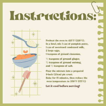Instagram Post Creator with Instructions for a Thanksgiving Pumpkin Pie