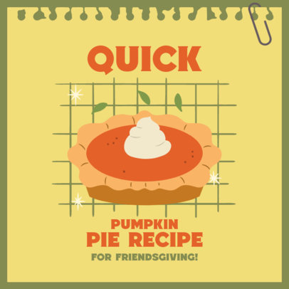 Instagram Post Maker for a Quick Thanksgiving Pumpkin Pie Recipe
