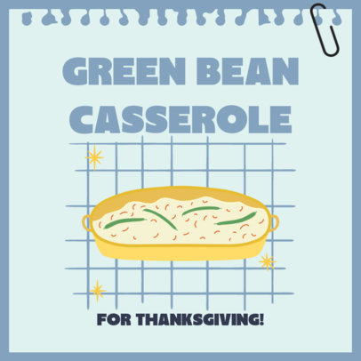 Instagram Post Template Featuring an Illustrated Green Bean Casserole for Friendsgiving