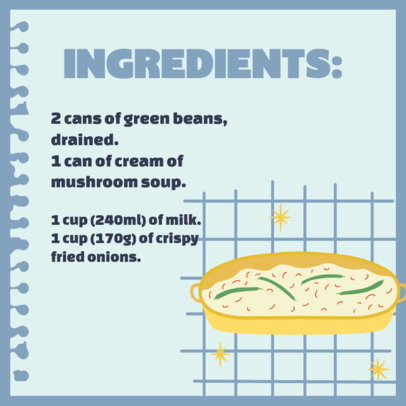 Instagram Post Creator Featuring Ingredients for a Delicious Green Bean Casserole
