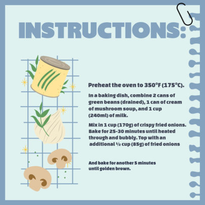 Instagram Post Maker Featuring Steps to Make a Green Bean Casserole for Thanksgiving