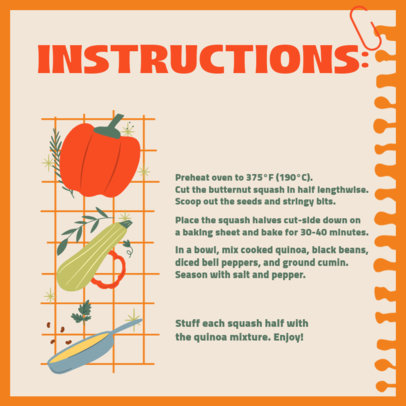 Instagram Post Template with Instructions to Prepare a Delicious Butternut Squash 
