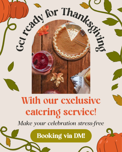 Instagram Post Generator Featuring a Friendsgiving Theme for a Catering Service