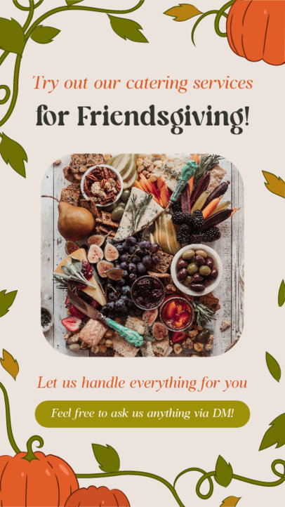 Instagram Story Generator Featuring a Friendsgiving Theme for a Catering Service