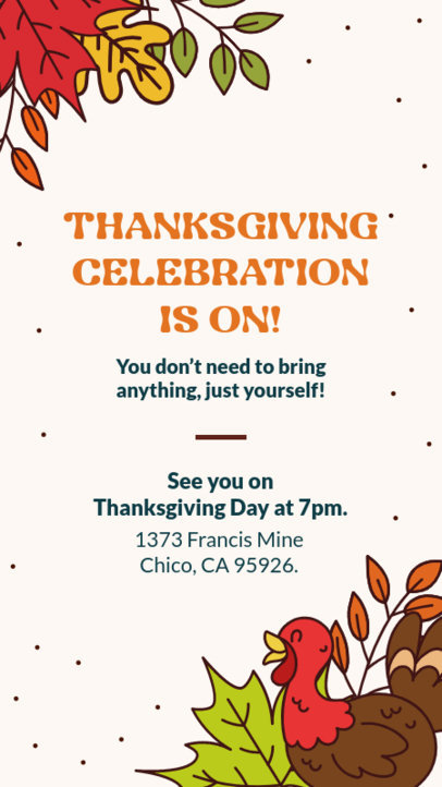 Instagram Story Template with a Warming Invitation for a Thanksgiving Dinner 5834h