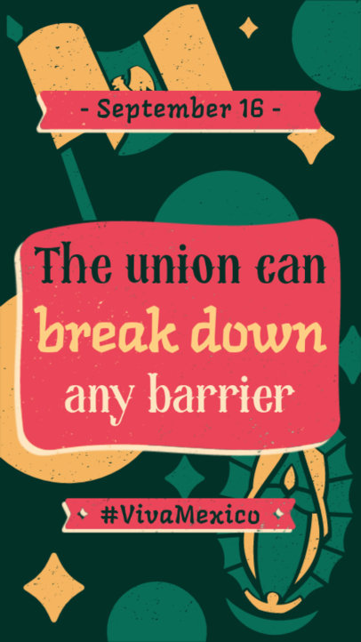 Instagram Story Template with a Wavy Mexican Flag to Celebrate el Dia de la Independencia