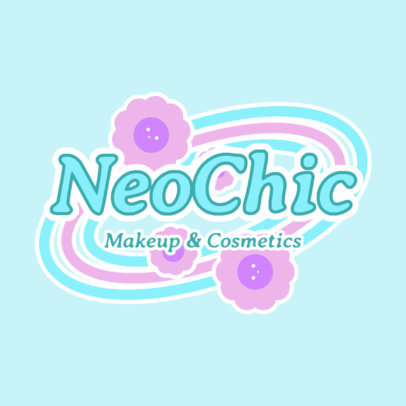 Retro Logo Generator for a Makeup Store with Flower Illustrations