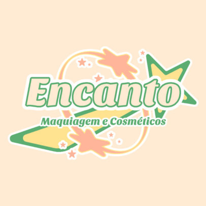 Makeup Store Logo Template with an Illustrated Star for a Cosmetics Store