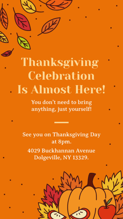 Instagram Story Maker Featuring an Online Invitation for a Thanksgiving Celebration