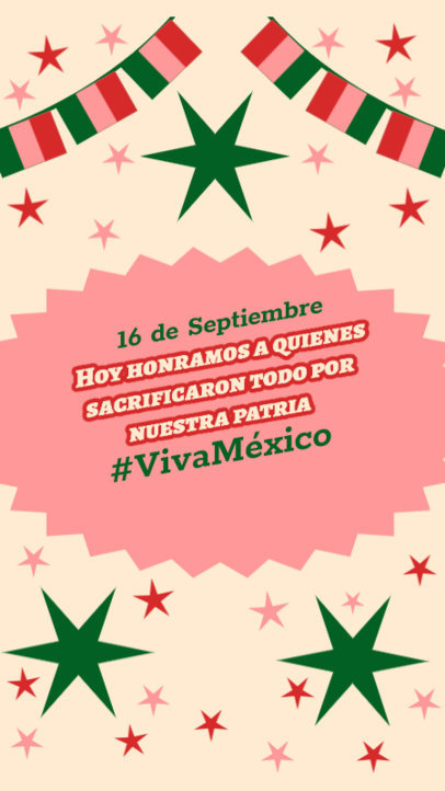 Instagram Story Template with Flags and Stars for Mexican Independence Day