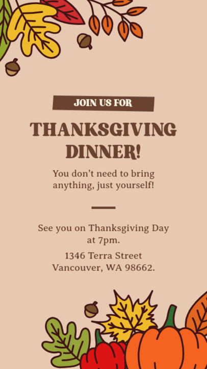 Instagram Story Generator with an Invitation for a Thanksgiving Dinner
