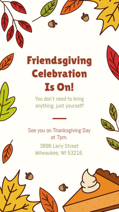 Instagram Story Generator for a Friendsgiving Celebration Featuring Fall Leaf Graphics