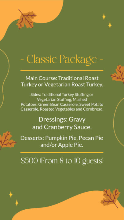 Price List Instagram Story Generator for a Friendsgiving Catering Service 5832a