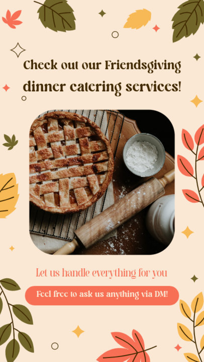 Colorful Instagram Story Generator Featuring Fall Graphics for a Friendsgiving Catering 5832i
