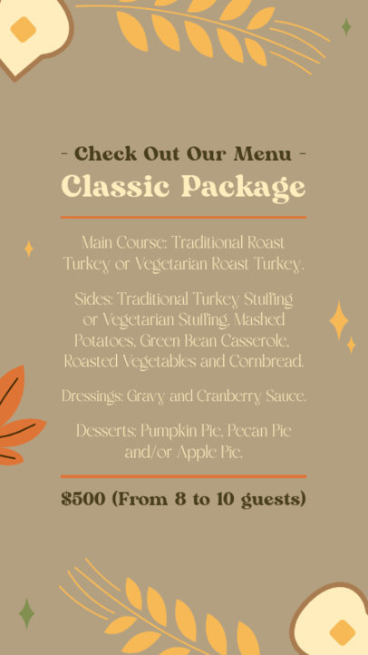 Instagram Story Template Featuring a Price List and FriendsgivingGraphics 5832g