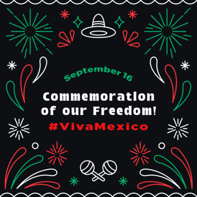 Instagram Post Template Featuring Ornamental Graphics for Mexican Independence Day