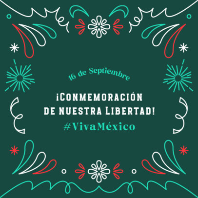 Instagram Post Creator Featuring Firework Icons with a Text for Mexican Independence Day