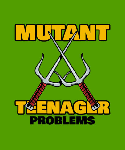 T-Shirt Design Template with Two Sai Weapons Inspired by The Mutant Ninja Turtles 5649h-5860