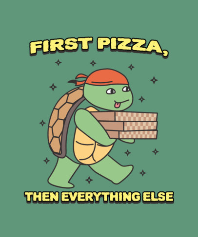 Illustrated T-Shirt Design Template Featuring a TMNT-Inspired Theme