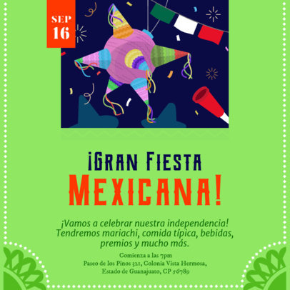 Instagram Post Maker for a Noche Mexicana-Themed Party with an Illustrated Pinata