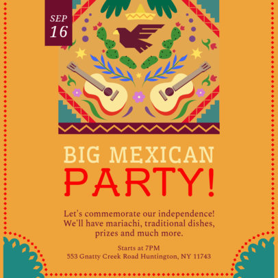 Instagram Post Creator with Illustrated Guitars for a Mexican Independence Day Party