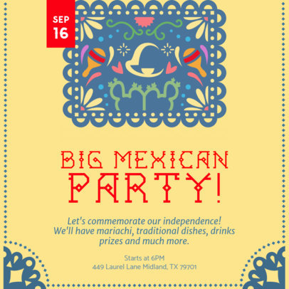 Instagram Post Maker with a Colorful Paper Mache Illustration for a Mexican Party