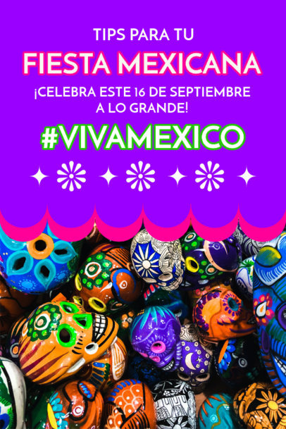Pinterest Pin Design Template with Tips for a Dia del Grito-Themed Mexican Party