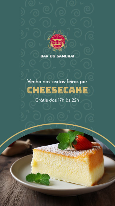 Instagram Story Template for an Asian Food Place Featuring an Ad for a Free Cheesecake