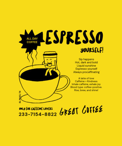 Cartoonish T-Shirt Design Generator to Celebrate International Coffee Day